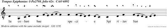 In colum bae specie Spi ritus San tus visus est paterna vox audita est Hic est Filius meus dilectus, in quo mihi bene complacui.