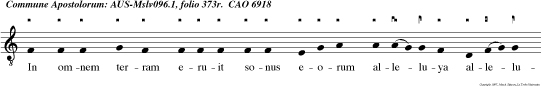 In omnem terram eruit sonus eorum alleluya alleluya.