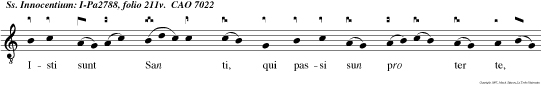 Isti sunt San ti, qui passi sun pro ter te, Domine: vindica eos, Quia clamant ad te cotidie.