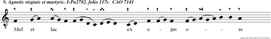 Laetetur omnes saeculum in solem nitate san tae Mariae, Quam Jesus aeternus amor dilexit plurimum