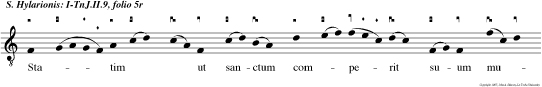 Sertum gestan cum torque duplici, cappa gem mis ornata cernitur: ex monili fulgoris caelici lux emissa mun do diffunditur: Augustinus Fratri sic loquitur