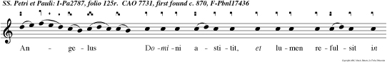 Angelus Domini astitit, et lumen refulsit in habitaculo car ceris per cussoque latere Petri excitavit eum dicen Surge velociter.