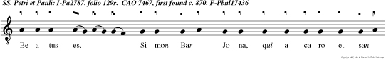 Beatus es, Simon Bar Jona, qui a caro et san guis non revelavit tibi, sed Pater meus qui est in coelis.