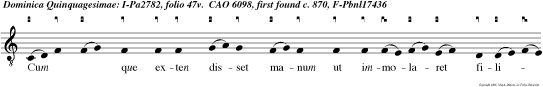 Cum que exten disset manum ut immolaret filium, ecce angelus Domini de coelo clamavit, dicens.