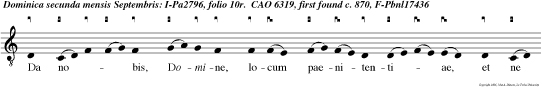 Da nobis, Domine, locum paenitentiae, et ne claudas ora canentium te, Domine.