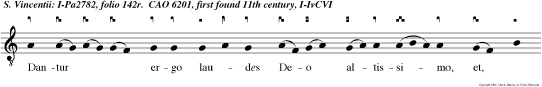Dantur ergo laudes Deo altissimo, et,  resonan te organo, vocis angelicae modulata suavitas pro cul diffun ditur.