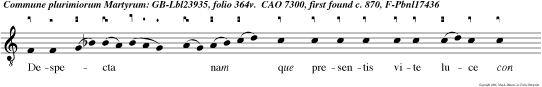 Despecta  nam que presentis vite luce con tem toque suorum corporum cruciatu sevientem mundum dei pro amore vicerunt.  Et i deo. Gloria.  Et i deo.