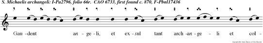 Gaudent angeli, et exsul tant archangeli et collaudan in coelis Filium Dei.
