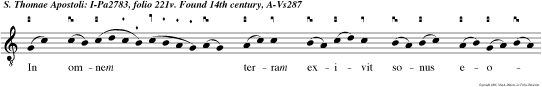 In omnem terram exivit sonus eorum et in fines orbis ter rae verba eorum.