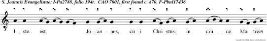 Iste est Joannes, cui Christus in cruce Matrem virginem virgini com mendavit.