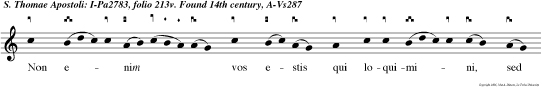 Non enim vos estis qui loquimini, sed Spiritus Patris vestri qui loquitur in vobis.