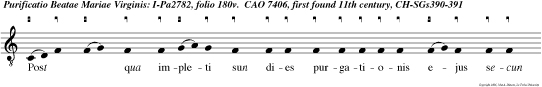 Post qua impleti sun dies purgationis ejus secun dum legem Moysi, tulerun illum in Jerusalem.
