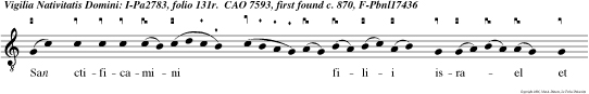 San ctificamini   filii israel et esto te parati.  Cras. Ex syon   species decoris ejus deus noster manife ste veniet.  Et au. loria. Et.