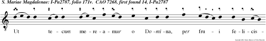 Ut tecum mereamur o Domina, per frui felicissima ipsius prae sentia.