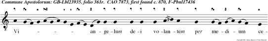 Vi   angelum dei volantem per medium celi voce magna clamantem et dicentem. Isti sun